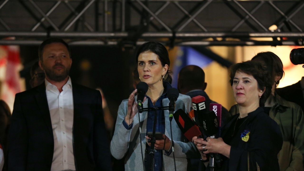 Dört ülke bakanı, Tiflis'teki protesto gösterisine katıldı