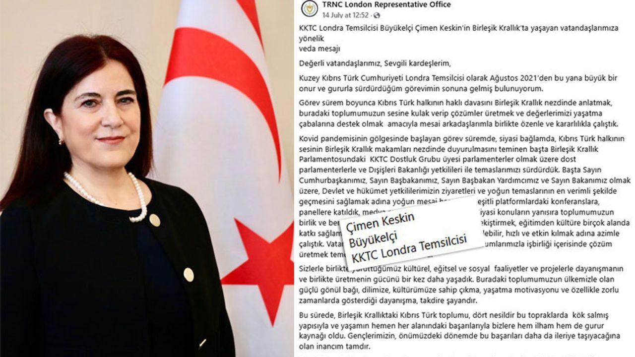 Büyükelçi Çimen Keskin İngiltere’ye veda etti