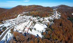 Kastamonu'da sonbaharın renklerine karın beyazı eklendi