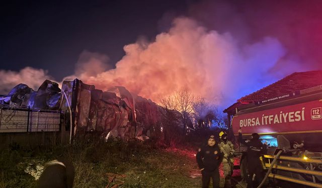 Bursa'da gıda deposunda çıkan yangına müdahale ediliyor