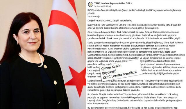 Büyükelçi Çimen Keskin İngiltere’ye veda etti