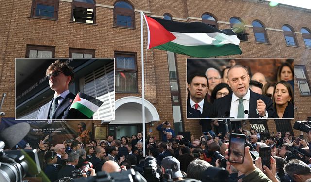 Filistin’in Londra Büyükelçiliği’ne törenle bayrak çekildi