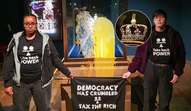 Vergi Protestosunda Kral Charles'ın Tacına Muhallebili Saldırı