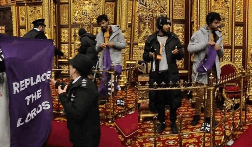 İngiltere Parlamentosunda, Kral tahtı önünde Lordlar Kamarası karşıtı eylem