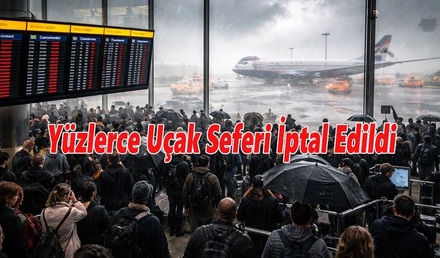 Fırtına İngiltere’de Havacılık Sektörünü Felç Etti
