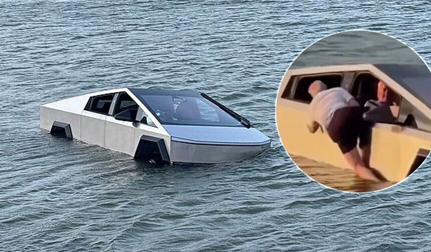 Elon Musk'ın 'Cybertruck'ı gölde kaldı, sürücüsü tutuklandı