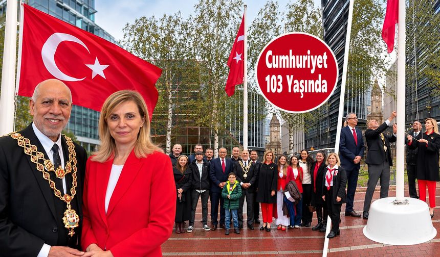 Cumhuriyet’in 103. yılı için Birmingham’da Türk bayrağı göndere çekildi