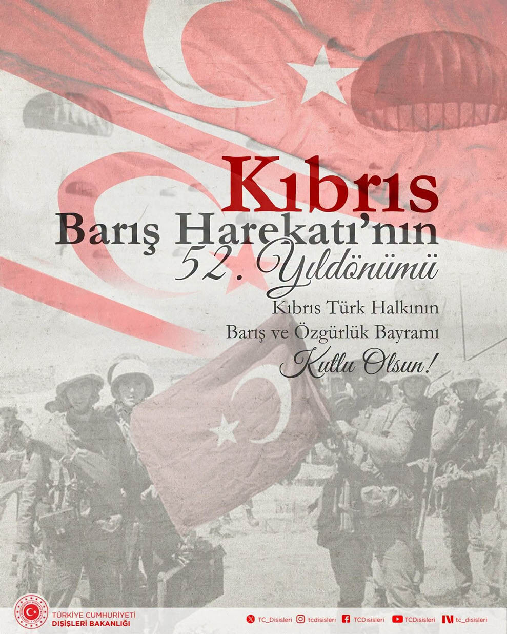 Turkiye Disisleri Bakanligi 20 Temmuz Baris Harekati Yildonumunde Sosyal Medya Paylasimi