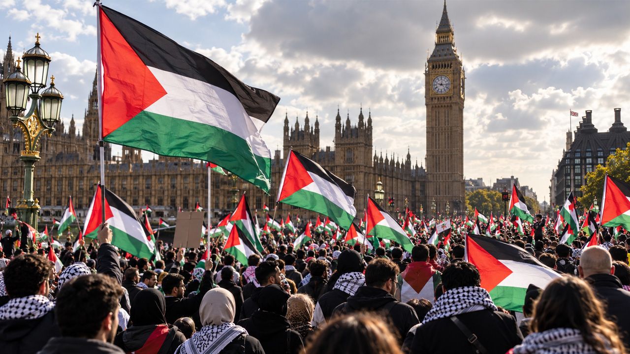 Onbinler Londra'da Filistin Halkıyla Dayanışma İçin Yürüdü